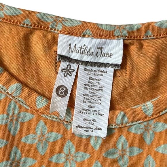 Matilda Jane Long Sleeve Multi Print Dress Ruffle Yellow Green Red Blue Girl's 8 - Picture 5 of 7